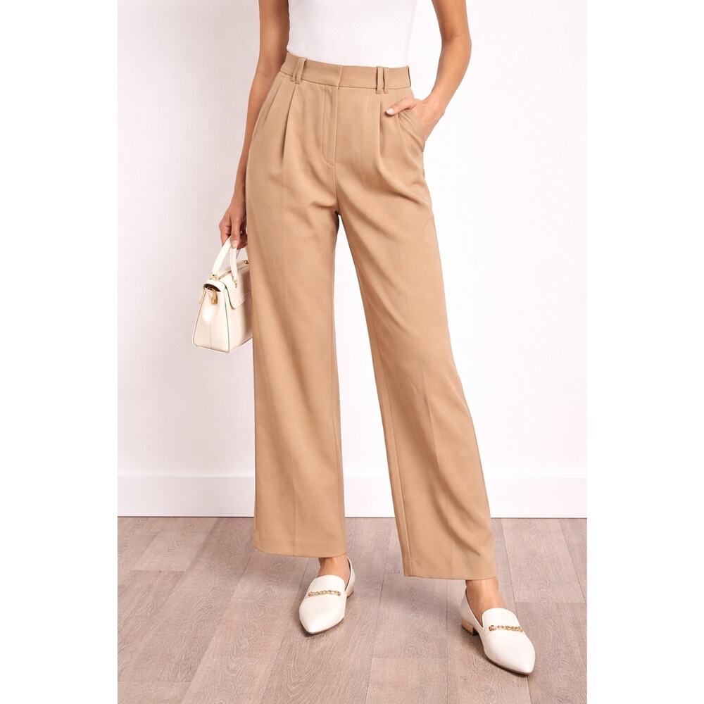 Abercrombie & Fitch Wide Leg Pleated Trousers Tan Brown Size 26 2 NWT